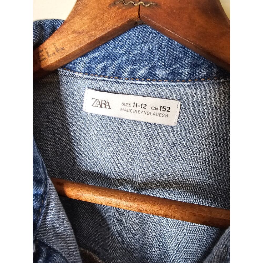 Zara girls medium wash denim mini dress in size 11/12 / 152 - Picture 6 of 8